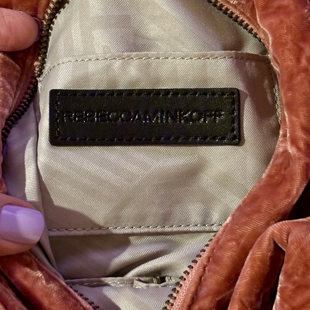 Rebecca Minkoff crushed Velvet Pink mini Backpack Bag gunmetal hardware - Picture 5 of 5